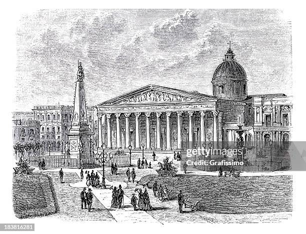 engraving of plaza de mayo in buenos aires argentina 1870 - buenos aires plaza de mayo stock illustrations