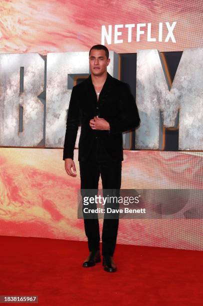 Staz Nair attends the London Premiere of "Rebel Moon - Part One: A Child Of Fire" at the BFI IMAX Waterloo on December 07, 2023 in London, England.