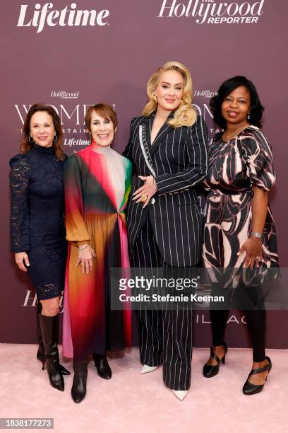 Beth Rabishaw, Victoria Gold, Adele, and Nekesa Mumbi Moody attend The Hollywood Reporter's Women In Entertainment 2023 at The Beverly Hills Hotel on...