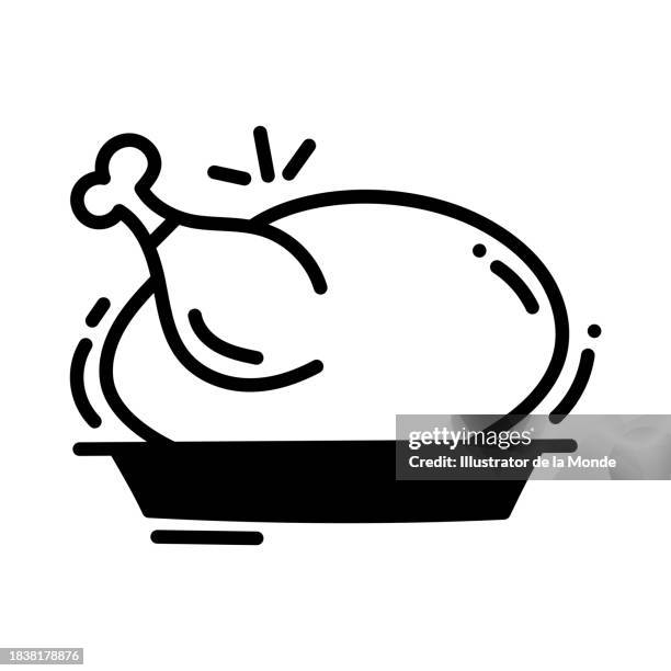chicken meat hand-drawn icon - turkey dinner stock illustrations