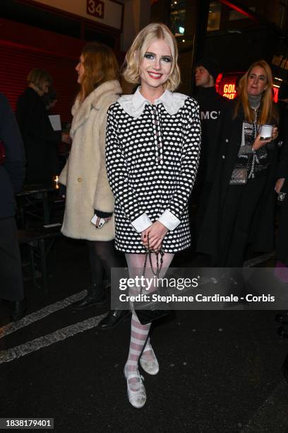 Lucy Boynton attends the CHANEL Metiers D'Art Show on December 07, 2023 in Manchester, England.