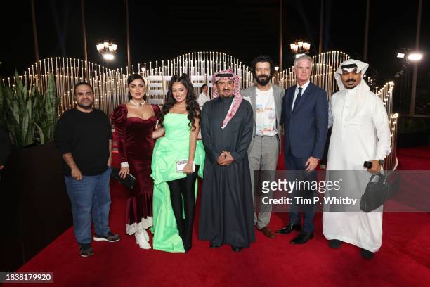 Tawfik Alzaidi, Elham Al Oraini, Maria Bahrawi, Abdullah Alsadhan, Yaacoub Alfarhan and guest attend the red carpet on the closing night of the Red...
