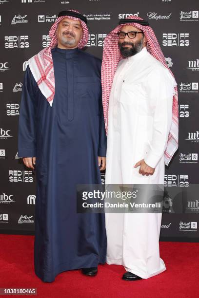 Majed Z. Samman and guest attend the red carpet on the closing night of the Red Sea International Film Festival 2023 on December 07, 2023 in Jeddah,...