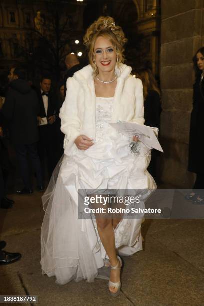 Guest attends the 2023/2024 Season Inauguration at Teatro Alla Scala on December 07, 2023 in Milan, Italy.