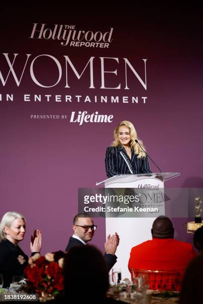 Adele speaks onstage during The Hollywood Reporter's Women in Entertainment 2023 at The Beverly Hills Hotel on December 07, 2023 in Los Angeles,...