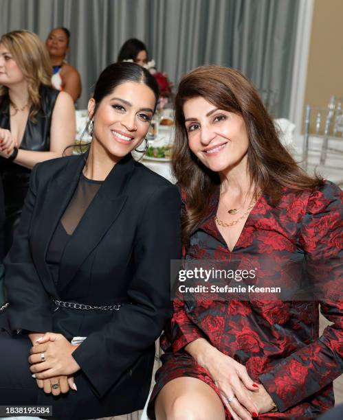 Lilly Singh and Nia Vardalos attend The Hollywood Reporter's Women in Entertainment 2023 at The Beverly Hills Hotel on December 07, 2023 in Los...