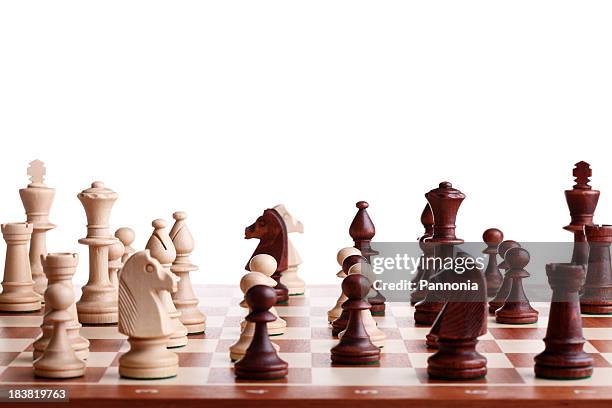 complicated chess game - chess board stockfoto's en -beelden