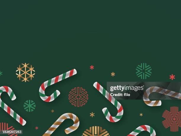 holiday christmas festive candy cane celebration green background - candy cane stock illustrations