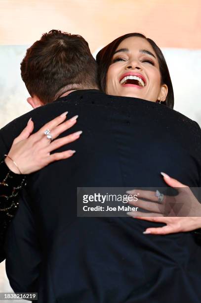 Sofia Boutella and Ed Skrein attend the London premiere of "Rebel Moon - Part One: A Child Of Fire" at BFI IMAX Waterloo on December 07, 2023 in...