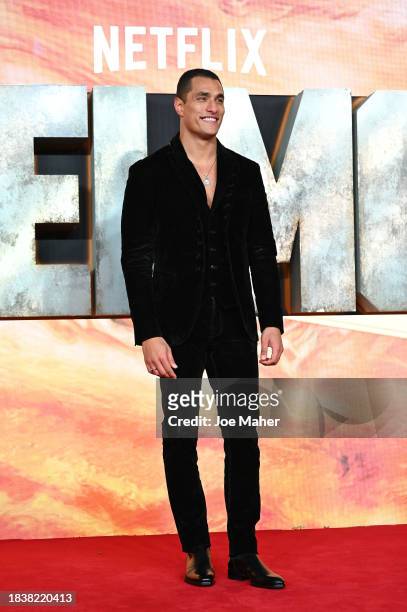 Staz Nair attends the London premiere of "Rebel Moon - Part One: A Child Of Fire" at BFI IMAX Waterloo on December 07, 2023 in London, England.