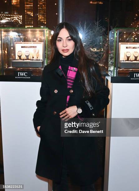 Zara Martin attends a special Christmas event hosted by IWC at Glide Battersea Power station on December 07, 2023 in London, England.