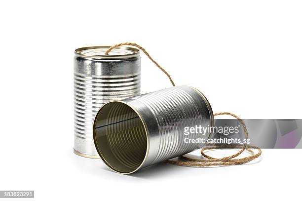 can phone - tin can phone stock pictures, royalty-free photos & images