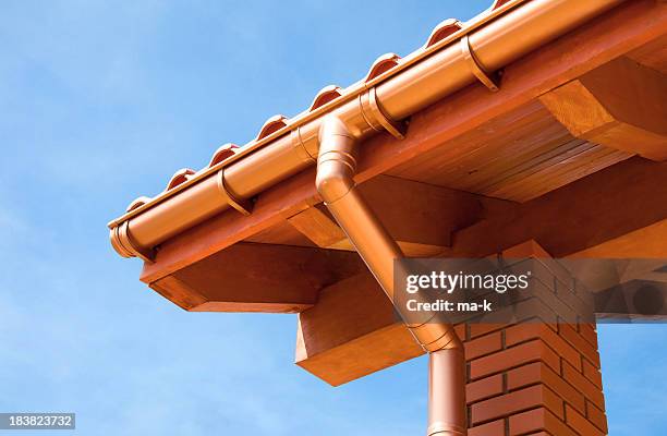 roof - copper gutters stock pictures, royalty-free photos & images