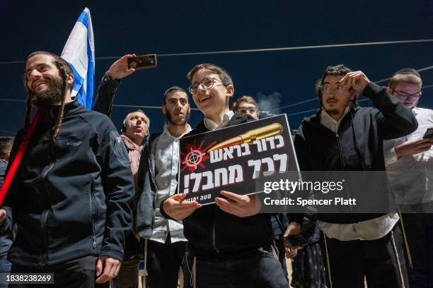 Demonstrators confront a heavy police presence during a protest dubbed the "March of the Maccabees" on December 07, 2023 in Jerusalem. The protest...