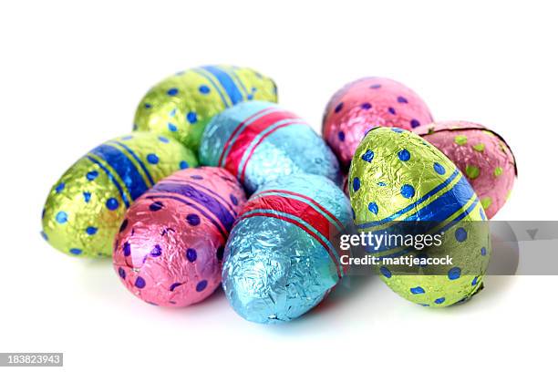 easter eier - chocolate foil stock-fotos und bilder