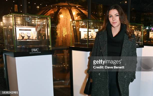 Raine Storey attends a special Christmas event hosted by IWC at Glide Battersea Power station on December 07, 2023 in London, England.