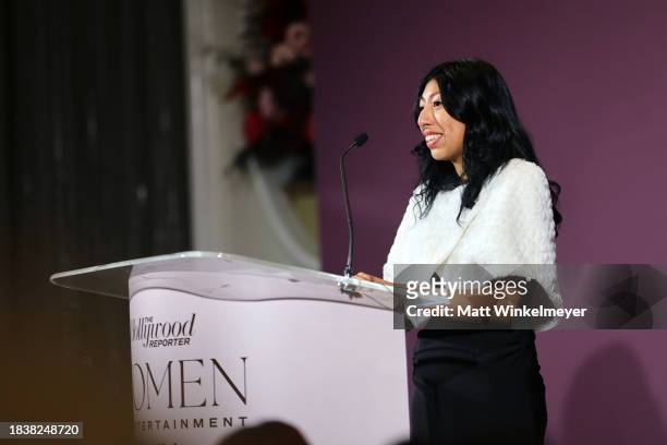 Marilin Garcia Hernandez speaks onstage during The Hollywood Reporter's Women in Entertainment 2023 at The Beverly Hills Hotel on December 07, 2023...
