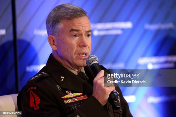 Commander of the U.S. Special Operations Command Army General Bryan Fenton speaks at the Aspen Security Forum on December 07, 2023 in Washington, DC....