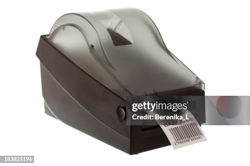Label printer printing a barcode Label printer printing a barcode