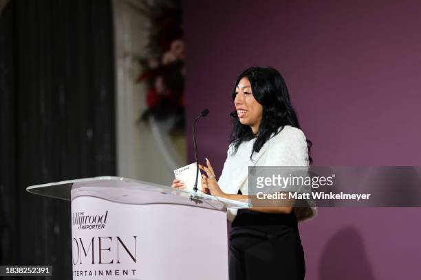 Marilin Garcia Hernandez speaks onstage during The Hollywood Reporter's Women in Entertainment 2023 at The Beverly Hills Hotel on December 07, 2023...