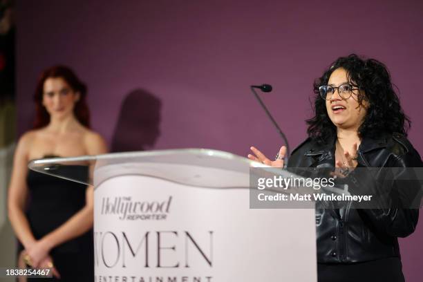 Alejandra Rodriguez speaks onstage during The Hollywood Reporter's Women in Entertainment 2023 at The Beverly Hills Hotel on December 07, 2023 in Los...