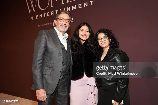 Chuck Lorre, Linda Olivares and Alejandra Rodriguez attend The Hollywood Reporter's Women in Entertainment 2023 at The Beverly Hills Hotel on...