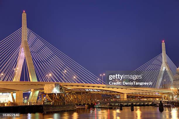 zakim bunker hill bridge - zakim bridge stock pictures, royalty-free photos & images