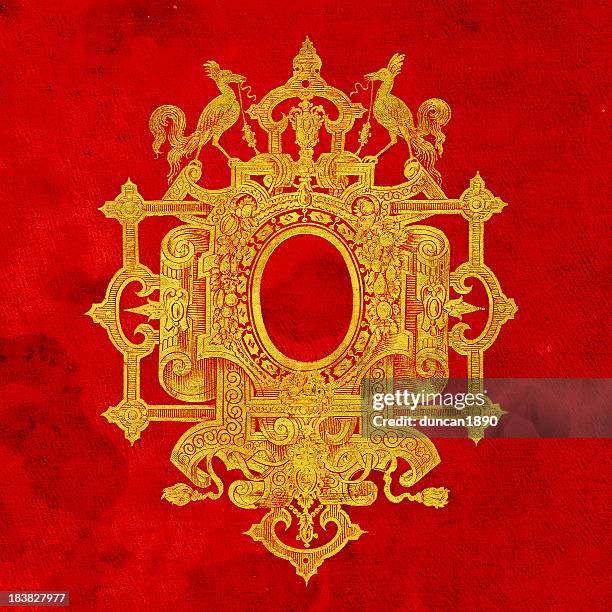 gold embossed crest - gold leaf stock illustrations