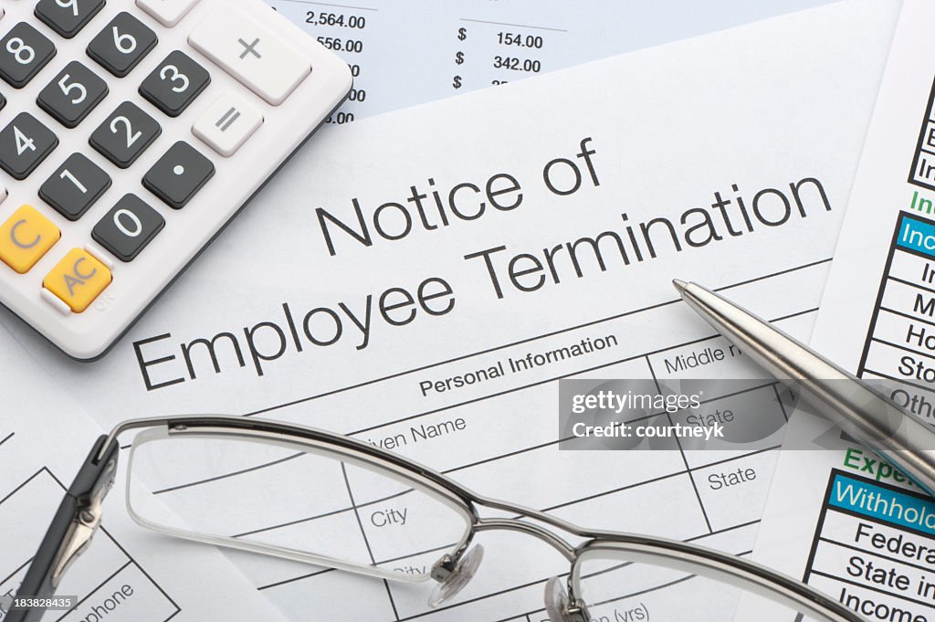 Close up of Employee termination form