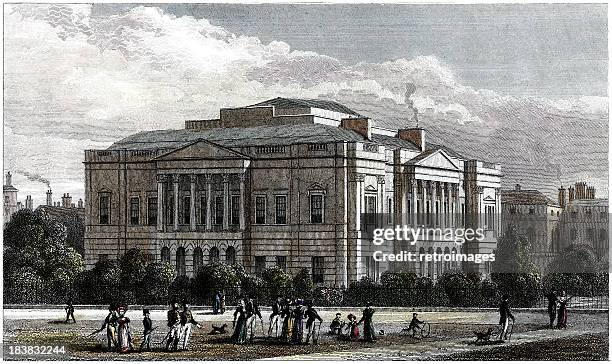 york house, st james's park, london 1829 (darstellung - st james's park london stock-grafiken, -clipart, -cartoons und -symbole