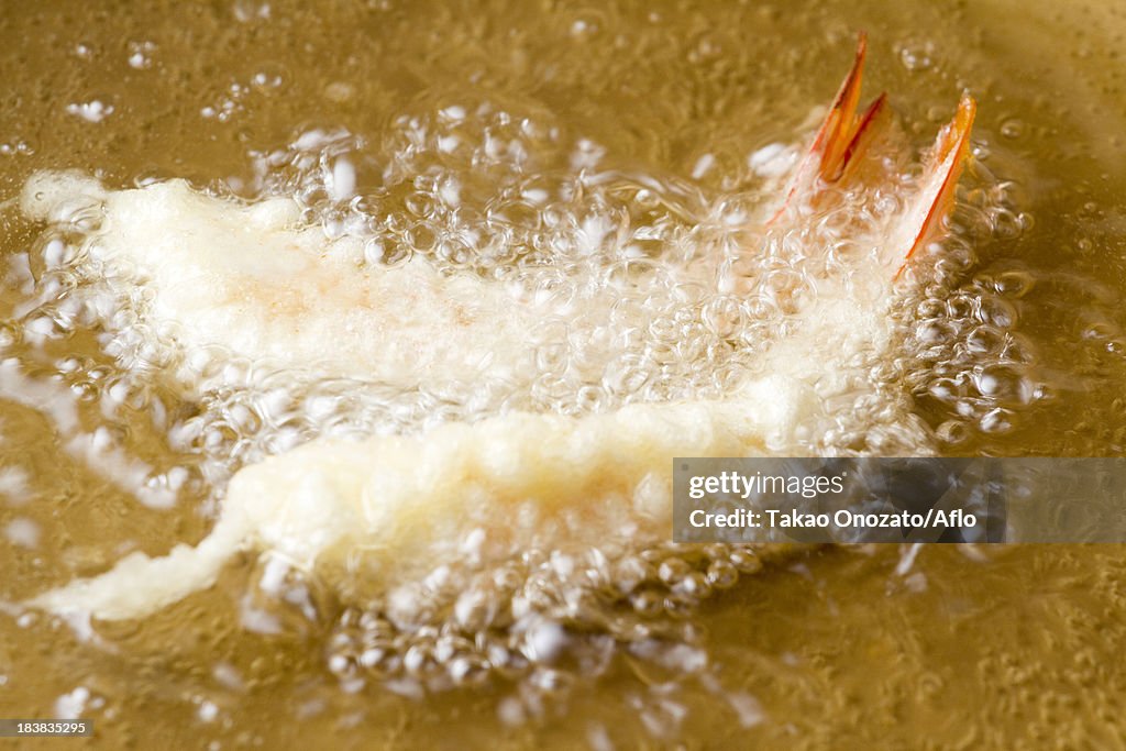 Shrimps being fried