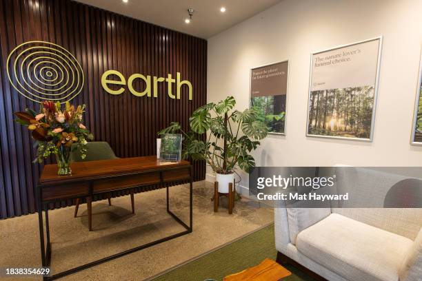General view of the lobby at Earth Funeral human composting facility on December 07, 2023 in Auburn, Washington.
