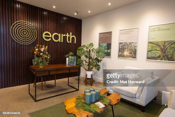 General view of the lobby at Earth Funeral human composting facility on December 07, 2023 in Auburn, Washington.