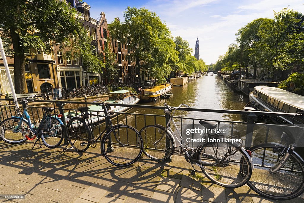 Bicylces by canal, Amsterdam.