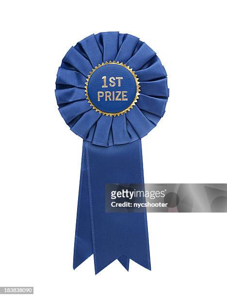 blue ribbon - rosette stock pictures, royalty-free photos & images