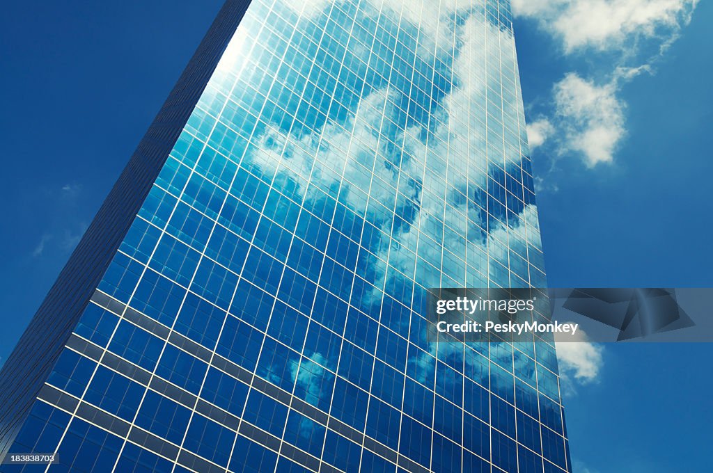 Sleek Glass Office Skyscraper Blue Sky Business Reflection