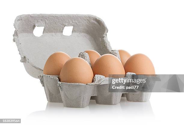 eggs (clipping path) - carton stock pictures, royalty-free photos & images