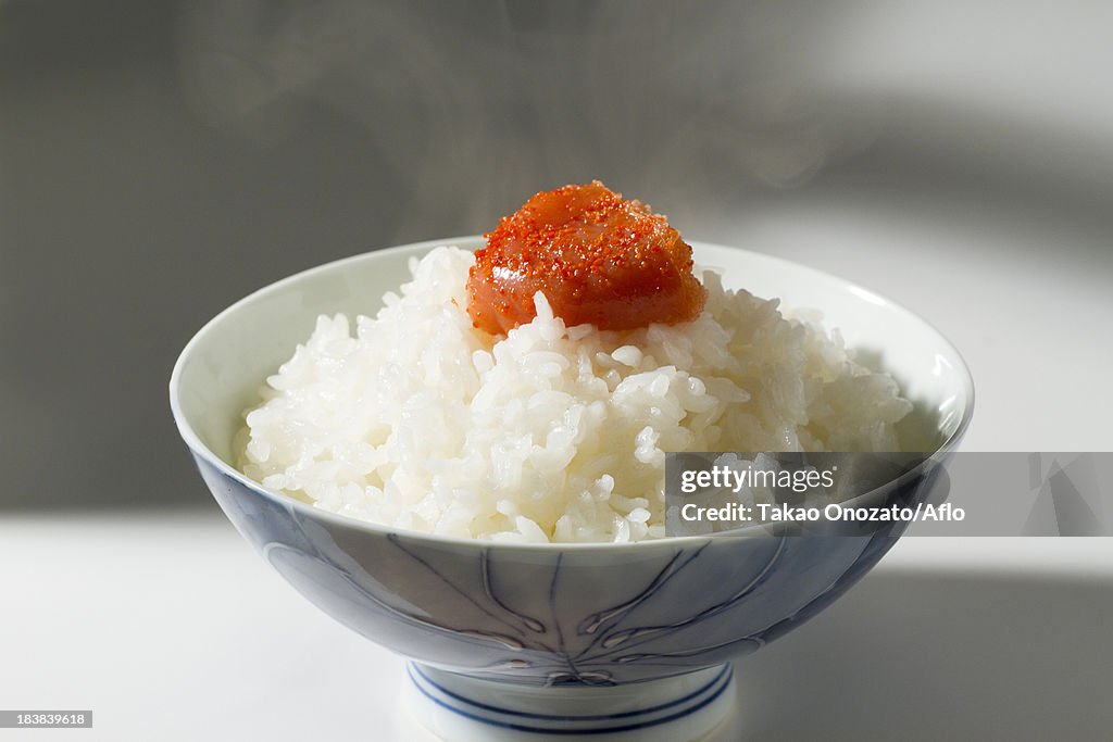 Cod Roe Flavored Rice Seasoning White Rice And Seasoned Cod Roe Photo - Getty Images