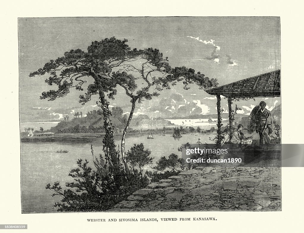 Webster and Sivosima Islands Viewed From Kanazawa, Japan History 19th Century