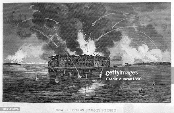 bombardment of fort sumter - fort sumter stock illustrations