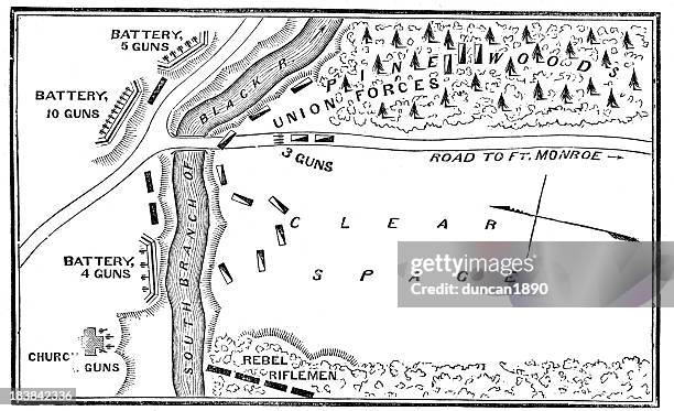 battle of big bethel - confederate battle stock illustrations