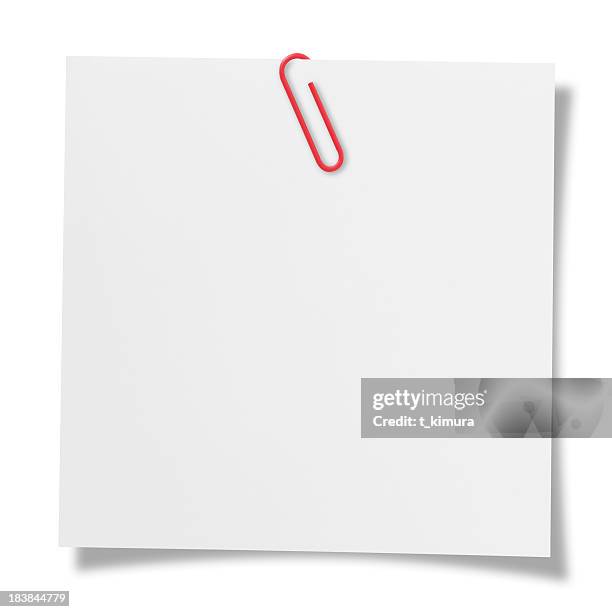 blank note - paper clip stockfoto's en -beelden