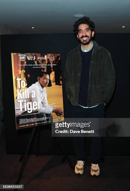 Dev Patel attends a special screening of Notice Picture's "To Kill a Tiger" on December 07, 2023 in London, England.