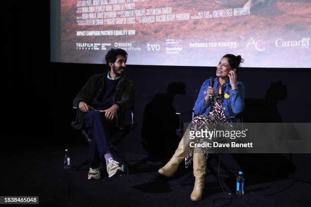 Dev Patel and Nisha Pahuja attend a special screening of Notice Picture's "To Kill a Tiger" on December 07, 2023 in London, England.