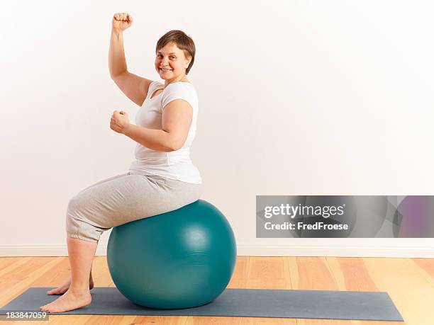 woman with gymnastic ball - gym excercise ball stock pictures, royalty-free photos & images