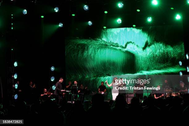 General view of a performer on stage during the closing night party at the Red Sea International Film Festival 2023 on December 07, 2023 in Jeddah,...