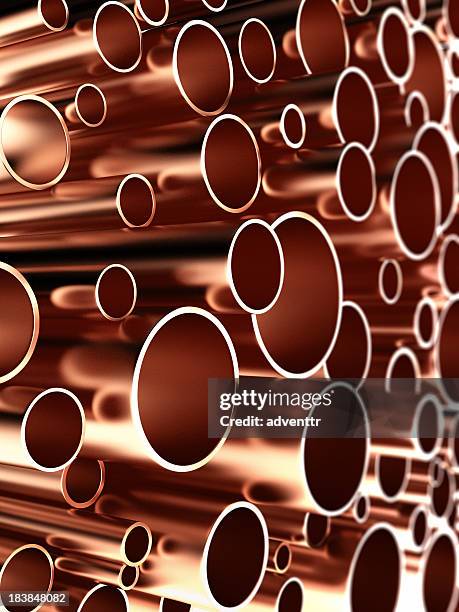 copper pipes - bronze colored stockfoto's en -beelden