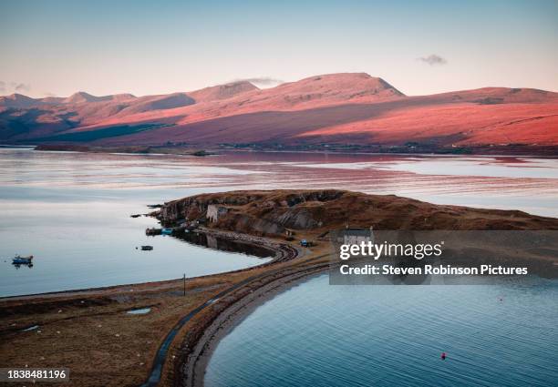 loch eriboll at sunrise on the north coast 500 route - scotland - north berwick stock pictures, royalty-free photos & images