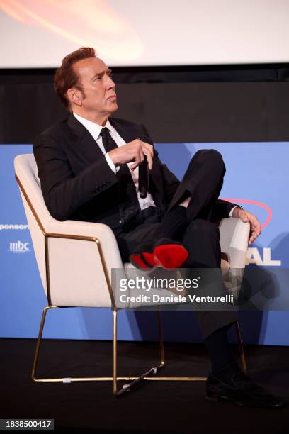 Nicolas Cage attends the In Conversation with Nicolas Cage during the Red Sea International Film Festival 2023 on December 07, 2023 in Jeddah, Saudi...
