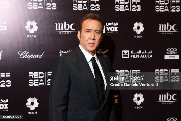 Nicolas Cage poses during a photocall ahead of the In Conversation With Nicolas Cage during the Red Sea International Film Festival 2023 on December...